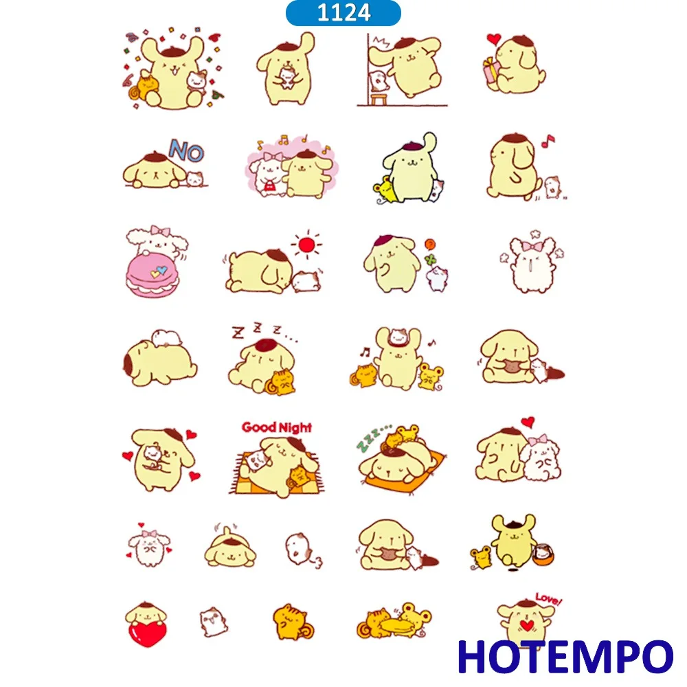 HOTEMPO Sanrio Cartoon Cute Pompom Purin PVC Waterproof Children DIY Letter Diary Scrapbooking Pegatinas stickers