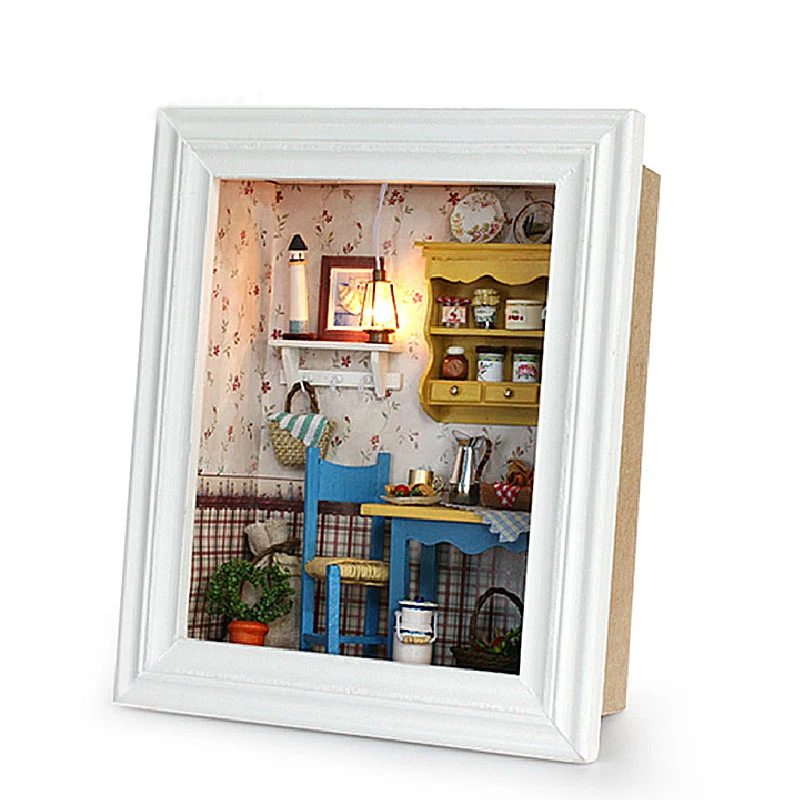 DIY Wooden Dollhouse Assemble Kits Miniature Doll House with Furniture Photo Frame Design Decoration Toys for