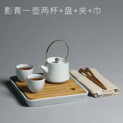 Цзиндэчжэнь, Китай, Celadon, чайный горшок, чайный набор, китайский кунг-фу, чайный горшок, нефрит, белый фарфоровый домашний декор, чайный набор - Цвет: 05 Tea Set