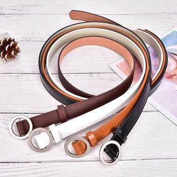 

Circle Pin Buckles Belt Female Buckle Jeans Belts For Women Fashion Students Simple Casual Trousers 4colors