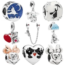 Nuevo y Original, Envío Gratis, cuenta plateada, Mickey Fairytale Dumbo, abalorio de amor, ajuste de Pandora, pulsera, collar DIY para mujer, regalo de joyería