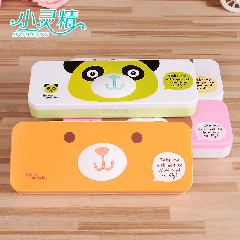 

Factory direct primary school students double plastic stationery box cartoon creative children's pencil box 20*8*3cm 120g