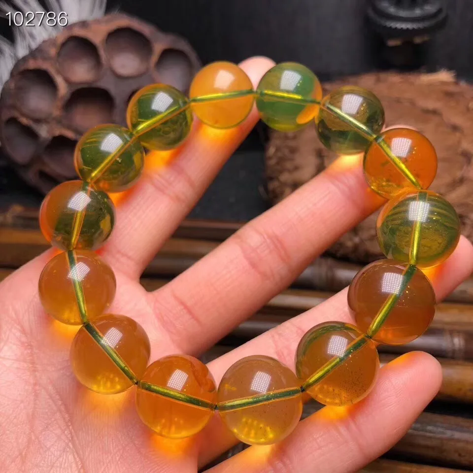

16.2mm Natural Blue Amber Bracelet From Mexico For Woman Man Gift Healing Stone Round Beads Gemstone Bracelet AAAAA Certificate