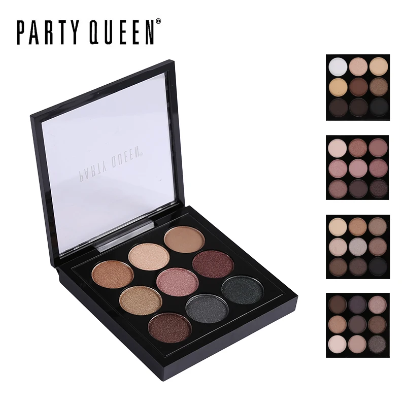 

Party Queen Brand 9 Colors Shimmer Matte Glitter Eyeshadow Palette Waterproof Makeup Pigmented Nude Eye Shadow Cosmetics Kit