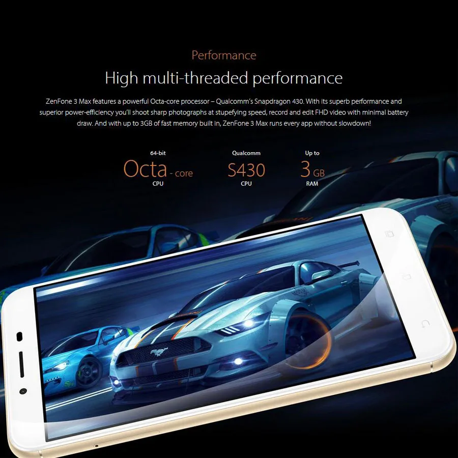 Оригинальный ASUS ZenFone 3 Max ZC553KL 4 г LTE мобильный телефон 5,5 "Android 1080x1920 3 ГБ 32 ГБ Octa Core 4100 мАч батарея 16MP телефона