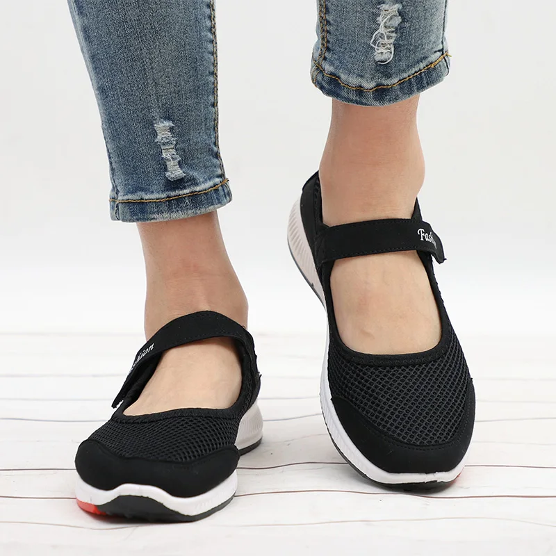 Г., новые женские повседневные сетчатые туфли на плоской подошве повседневная весенне-осенняя женская обувь для отдыха на платформе с застежкой-липучкой