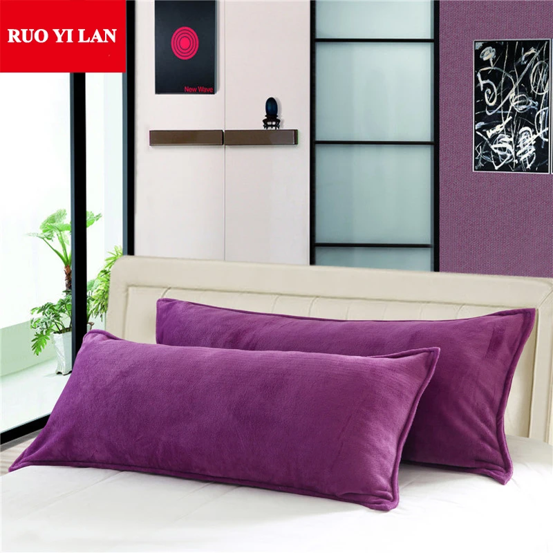 

45*120cm 45*150cm Double Flannel Pillowcase for Winter Solid Color Long Pillowslip Home Bedding Pillow Cover One piece/lot