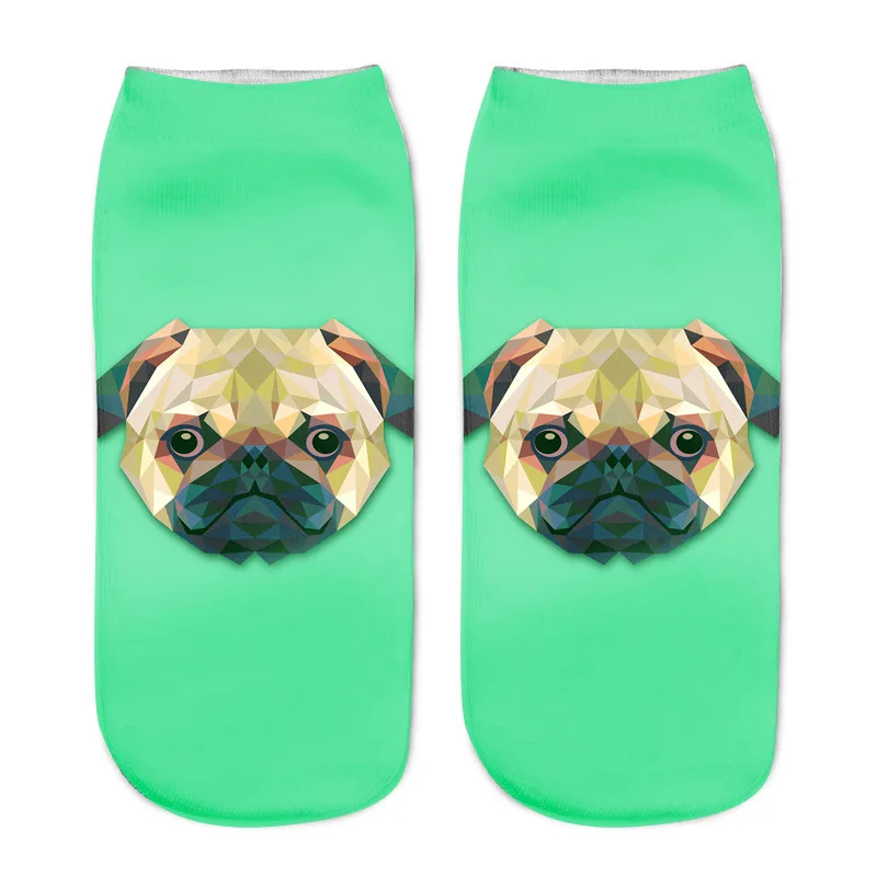Женские популярные брендовые носки с 3D принтом, модные повседневные короткие носки унисекс с изображением собаки