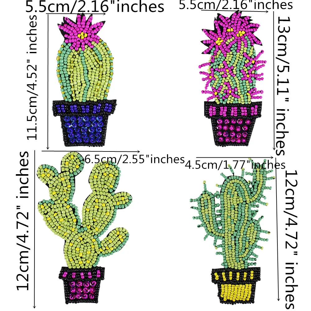 2 шт. кактус патч Sew 0n значок Блестки Бисер Аппликация для шитья патч для кошелька сумка Одежда DIY аксессуары для одежды TH1128