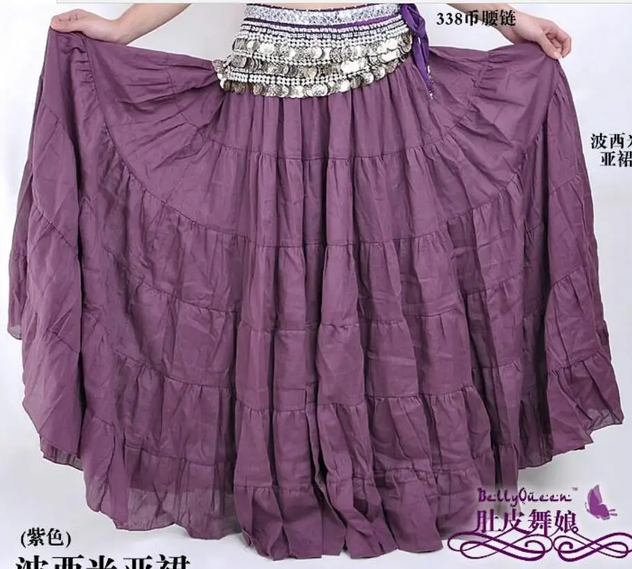 

1pcs/lot free shipping Linen Yoga Belly Dance Tiered solid Bohemian Skirt 7 Gypsy Tribal Dancing Show Maxi Dress free size
