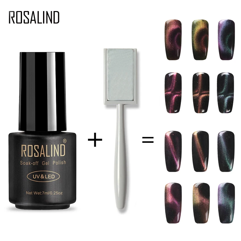 

ROSALIND Nail Gel Polish Set 7ml Cat Eye Gel +Magnet Stick Set Soak Off UV 3D Semi Permanent Nail Art Manicure Gel Varnish