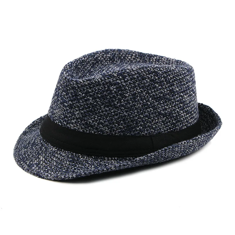 Фибоначчи британский стиль классический вязать фетровые шляпы осень зима маленький джаз шляпа Трилби котелок шапки для мужчин и женщин еврейская шляпа - Цвет: Синий