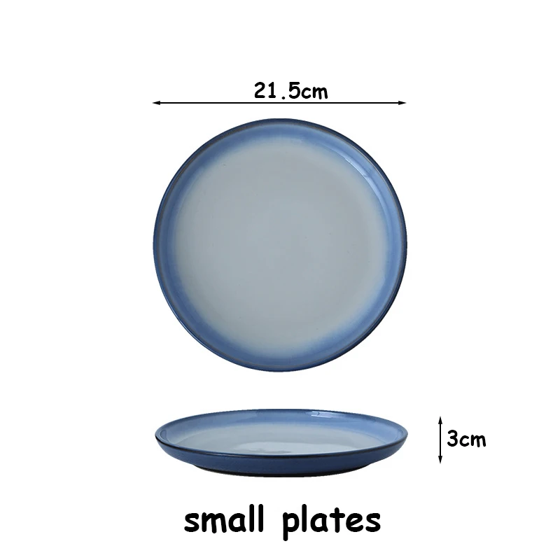 Керамический столовый набор тарелка и чашка Цвет Градиент ваджилла посуда чаша китайский Cubiertos элегантный пищевой контейнер кухонный утварь - Цвет: Small plate