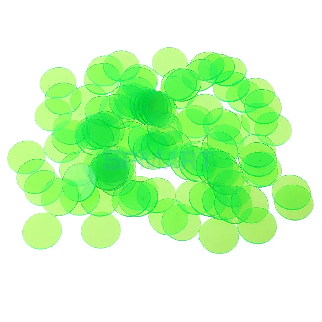 100x Translucent Bingo Chips 3/4 Inch Poker Chips for Bingo Poker Board Game Cards Casino Accessory Novelty Toys Mixed Color