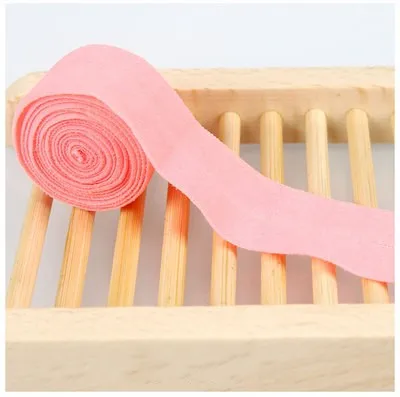 20 мм сложенная эластичная лента, эластичная сатиновая лента из спандекса, аксессуары для волос, кружевная лента для шитья, регулируемые резинки 5 м - Цвет: Pink