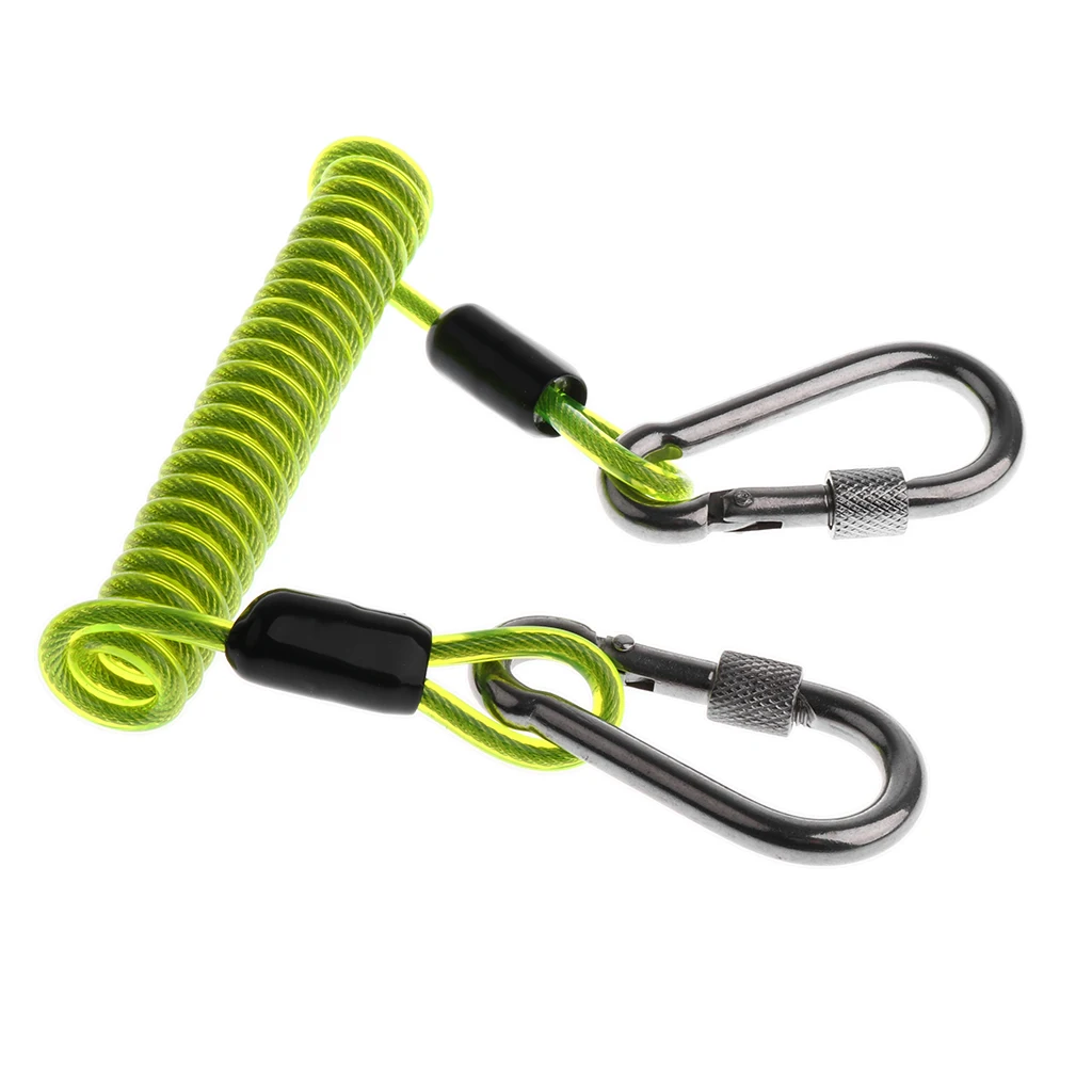 Stainless Steel Spiral Coil Lanyard Scuba Diving Underwater Emergency Carabiner Accessories for Diving Outdoor Climbing Colorful