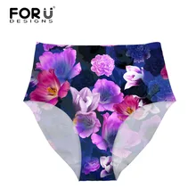 FORUDESIGNS/женский купальник, плавки, высокая талия, бикини, плавки, смешанные в стиле ретро, цветы, 3D принт, бразильские трусики, стринги