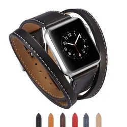 Кожаный двойной тур петля для Apple watch band 4 мм 44 мм 40 мм aple часы correa мм 42 мм 38 мм ремешок на запястье Iwatch 4 3 2 1