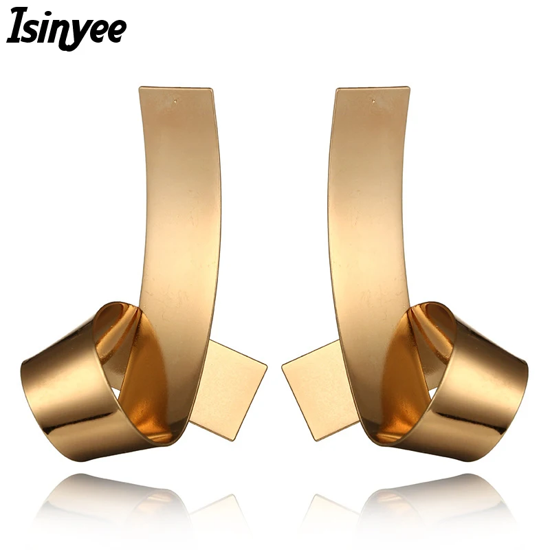 

ISINYEE Fashion Irregular Exaggerated Stud Earrings Metal Clip On Earring For Women Girls 2018 Punk Statement Jewelry Brincos