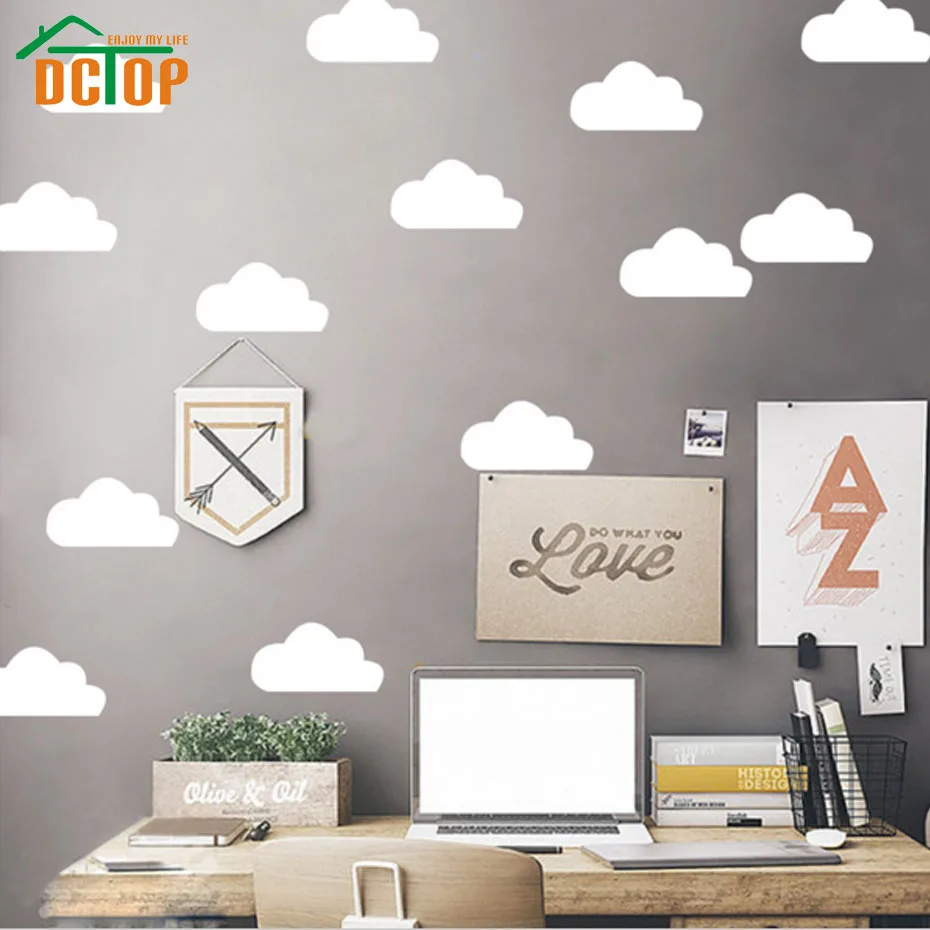 

DCTOP 45 Pcs/Lot Clouds Wall Stickers Home Decor Living Bed Room DIY Wall Decals Vinyl wall Art Stickers for kids Children Mural