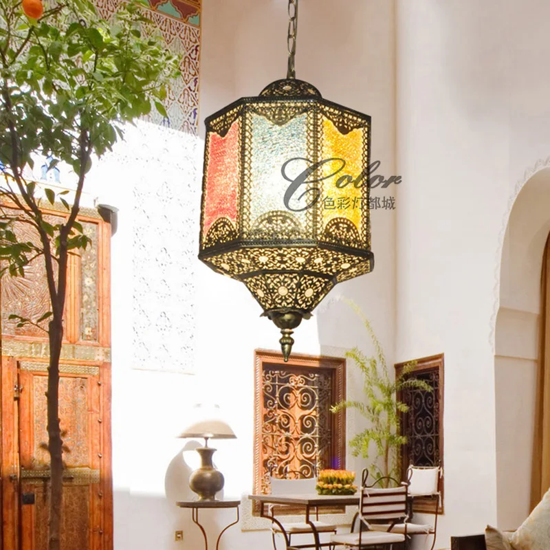 Индейка этнические таможни ручной работы мозаичная лампа Романтический отель Кафе Ресторан Бар подвесной светильник гостиная балкон лестницы