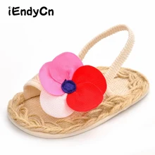 Для новорожденных Твердые нескользящей Дышащие для младенца сандалии Ротанг цветы малышей обувь детские кеды обувь детские пинетки YD410e