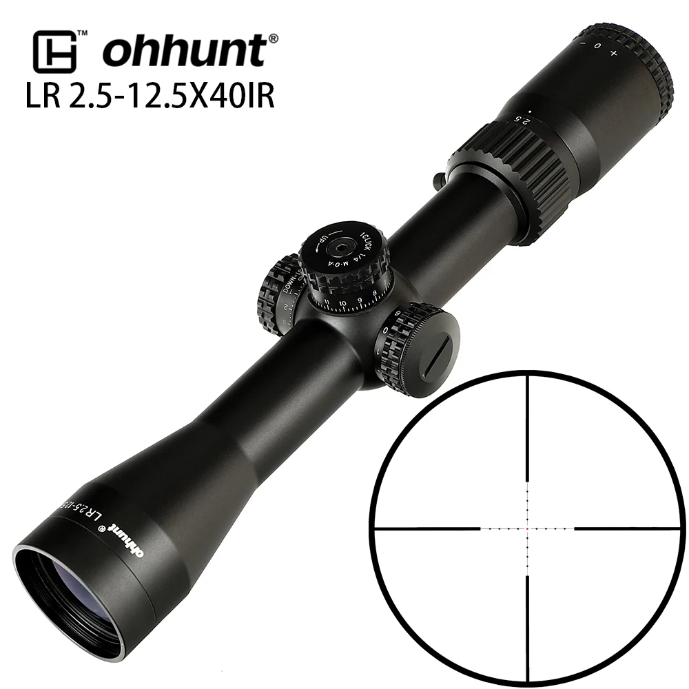 

ohhunt LR 2.5-12.5X40 IR Riflescope Mil Dot Red Glass Etched Reticle Tactical Optical Sights Turret Reset Lock for Rifle Scope