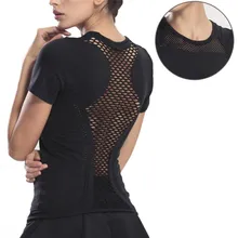 Новинка, белая, Черная Женская Спортивная одежда для занятий спортом, тренировок, бега, Женская сетчатая рубашка для йоги, топы, спортивные майки для фитнеса, рубашка