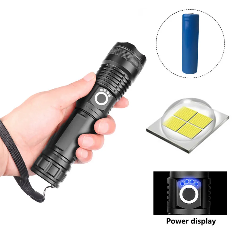 2019 LED flashlight safe at night USB rechargeable waterproof flashlight for bicycle 18650 battery lighting distance 500M 40J19 (1)