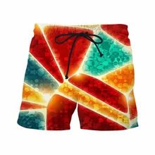 Хипстер цветные квадраты повседневные шорты забавные летние спортивные брюки для фитнеса короткие бегущие сетчатые дышащие шорты брюки