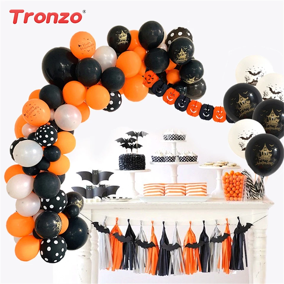 

Tronzo Halloween Balloons Happy Halloween Party Decorations Halloween Pumpkin Bat Latex Foil Balloons Paper Garland Banners 2019