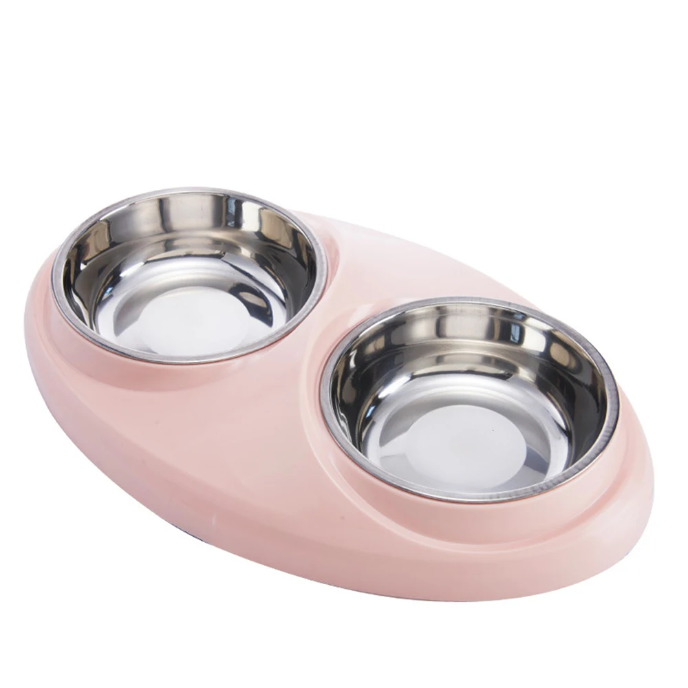 

1PCS Dog Double Feeder Drinking Bowls Stainless Steel Non-slip Pet Bowls Dog Food Double Bowl Pet Cat Feeder Supplies