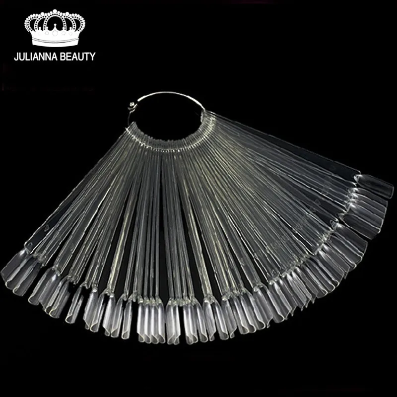 Natural Claro Plástico Unha Arte Dicas Varas Falsas Polonês Exibição Fan Board Prática Ferramentas Cor Pops 3*50 Pçs 10 High Quality Beleza e saúde