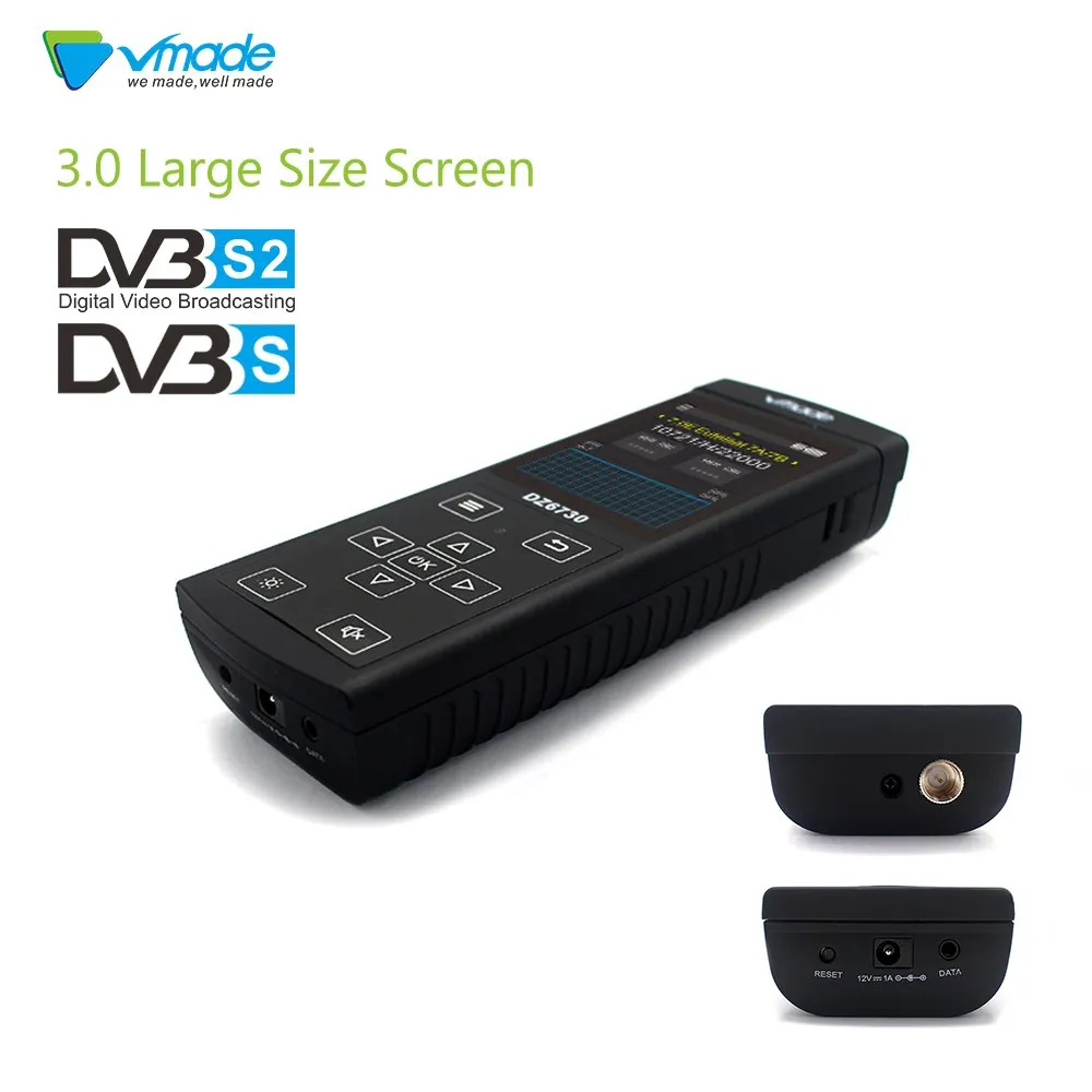 

Vmade Black Satellite Finder DVB-S/S2 High Definition Digital Satellite Detector MPEG-4 1080p 3.0 Inch Full FTA Satellite Finder