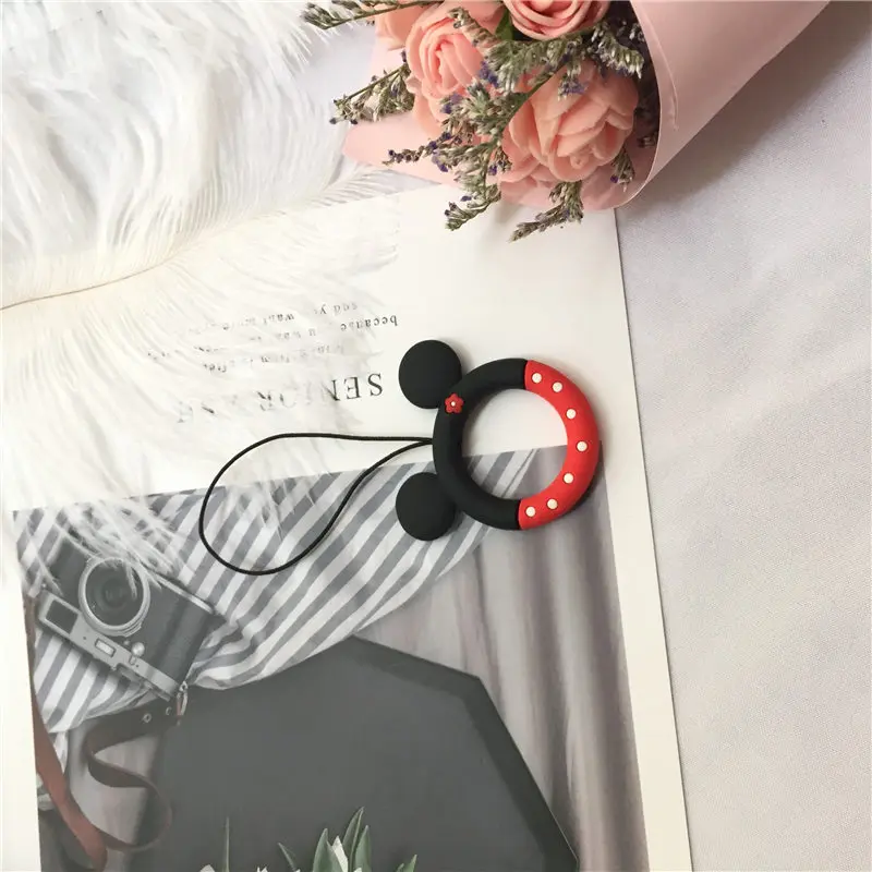 الفتاة Kawaii لطيف الكرتون دونات شريط لتعليق الهاتف المحمول سيليكون قلادة العالمي الهاتف المحمول اكسسوارات الأشرطة اسهم خواتم الاصبع