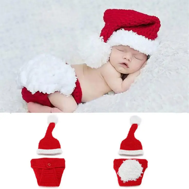 Christmas Costume 1 Реквизит для фотосессии новорожденных девочек и мальчиков, штаны с изображением животных комплект вязаной шапки, милый детский костюм ручной работы Одежда с принтом стрельбы для фотосессии - Цвет: Christmas Costume 1