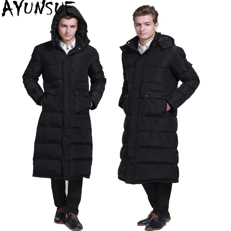 

AYUNSUE Winter Duck Down Jacket Men Korean Long Coat Puffer Jacket with Hat Men's Down Jackets Campera Hombre Invierno KJ2636