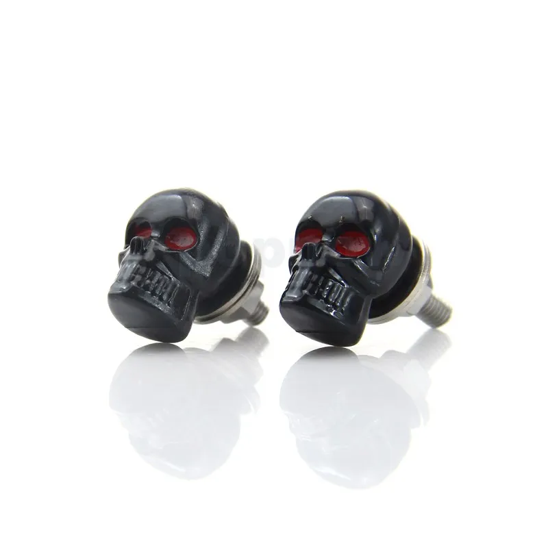 2pcs Black Head Red Eye Tag Fastener Screw Motorcycle License Plate