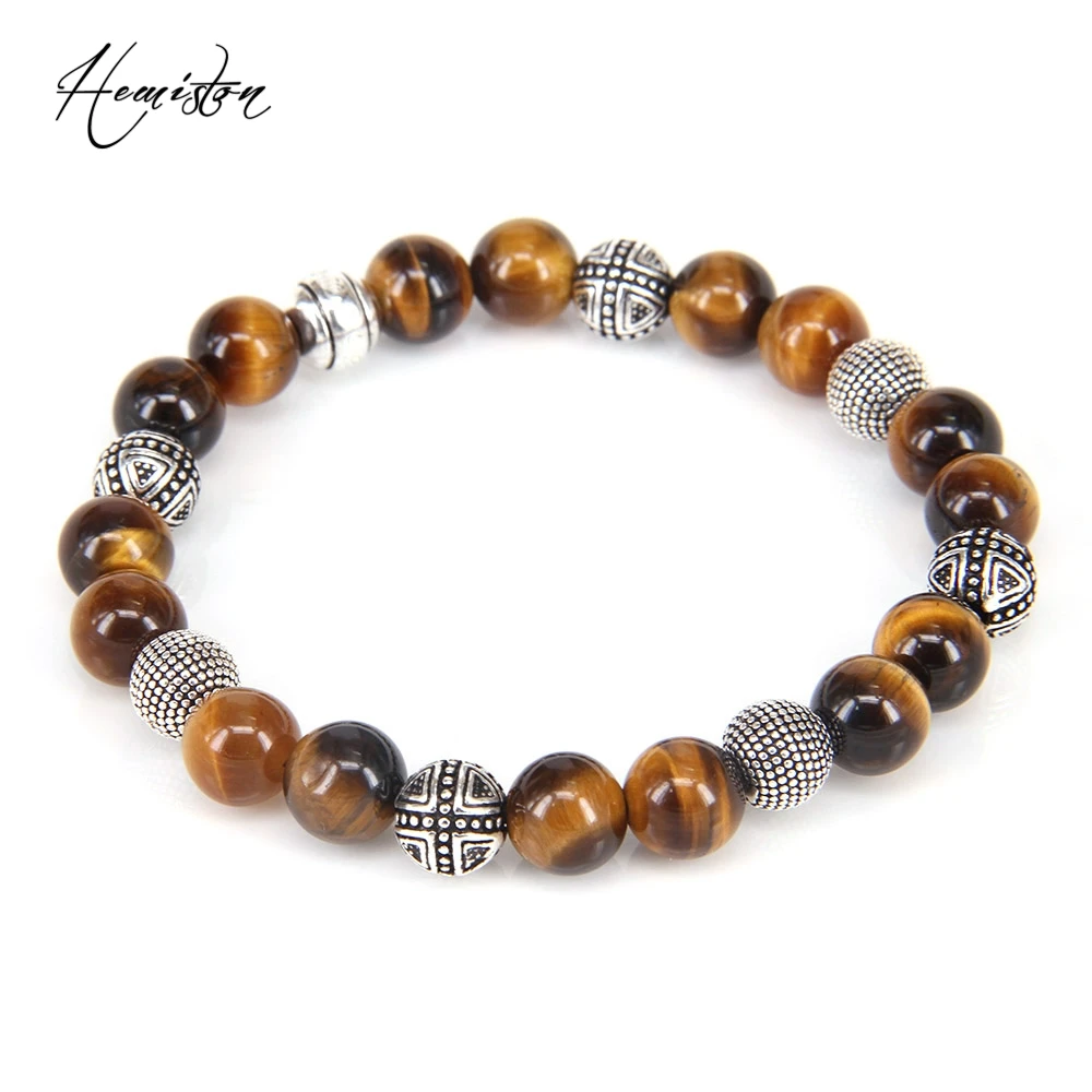 

Thomas Style Tiger's Eye Stone Bead and Hero Cross Bead Elastic Bracelet , Rebel Heart Bracelet For Men TS B346