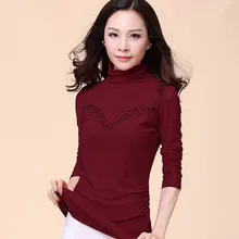 Новая сетчатая Марля плюс бархатная рубашка Женская Корейская с высоким воротником с длинными рукавами женская футболка