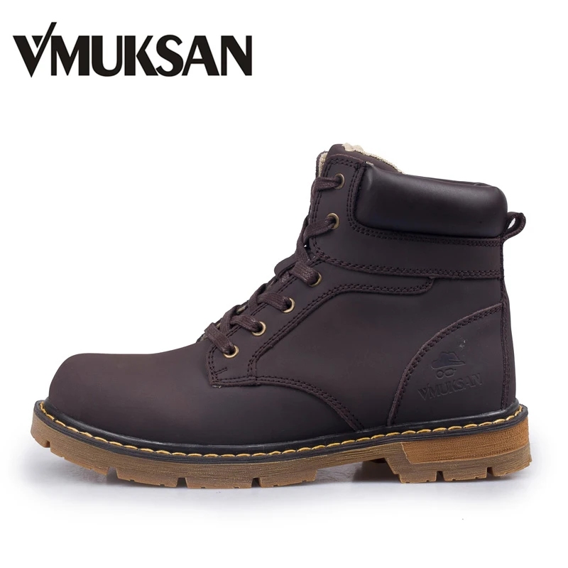 

VMUKSAN Men Boots EURO 42-44 New 2017 Leather Ankle Boots Mens Fashion Shoes Autumn Booties Waterproof Rain Boots