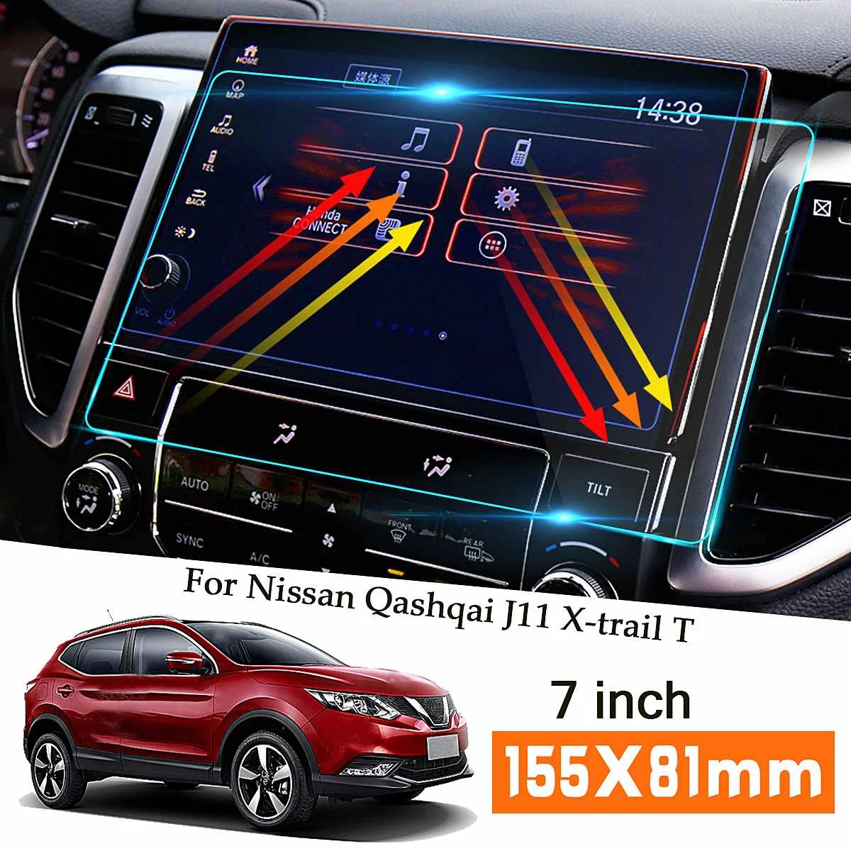 Экран из закаленного стекла для автомобилей Nissan Qashqai J11 X trail T32 2015 2016 2017 7 дюймовый