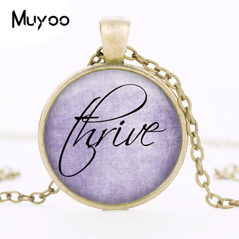 Thrive ожерелье слово ювелирные изделия вдохновляющий амулет лавандовый