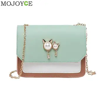 

Fashion Ladies Pearl Decor Designer Brand Bags for Women 2019 Leather Handbags Chain Solid Shoulder Bag Woman Messenger Bag