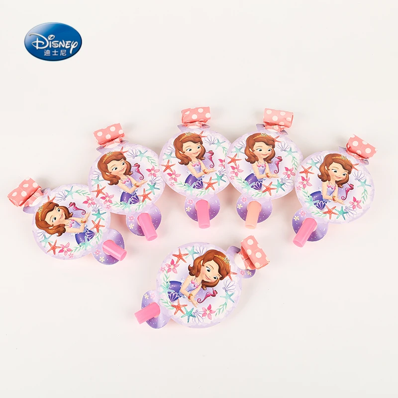 

High-quality 6Pcs/pack Sofia Princess Noise maker Blowing Dragon Blowout Supplies Funny Whistles for Baby Kids Birthday Party
