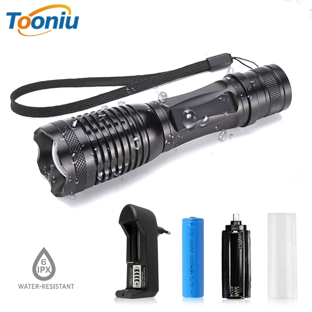 

Glare LED Flashlight Bicycle Light 5 Lighting modes Zoomable Torch Use 18650 battery Used for hunting camping night rides, etc.