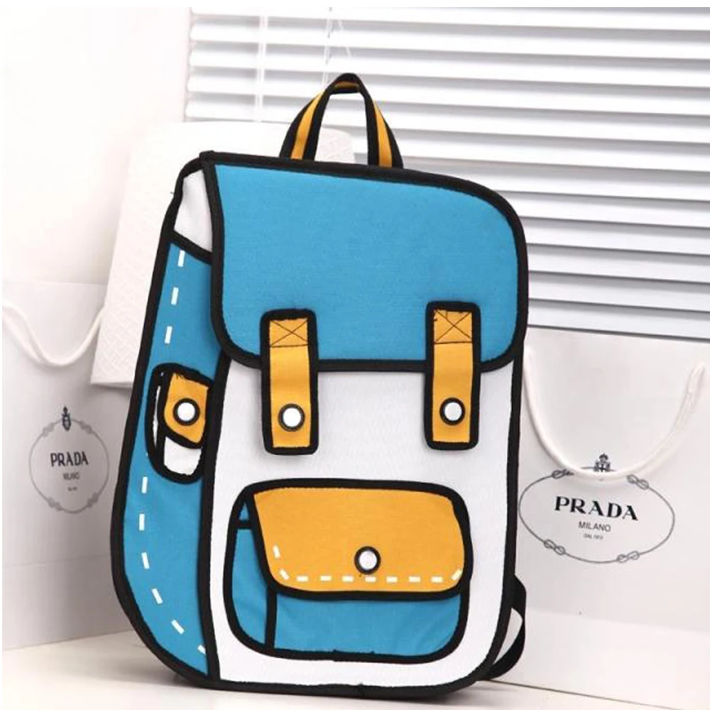 Hot Collections Quadratic Element Anime Bag 3D Solid Kawaii Cartoon Backpack Boys And Girls Canvas Fashion