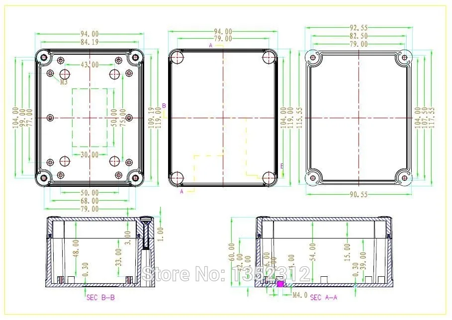 2 шт./лот 119*94*60 мм IP68 водонепроницаемый пластиковый корпус для электроники DIY