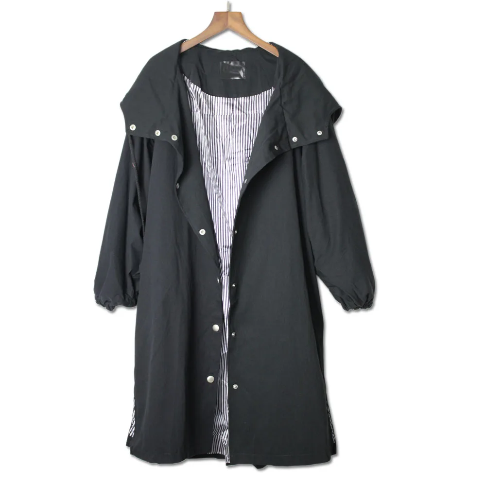 2018 New Spring Autumn Women Loose Long Trench Coat Plus Size  solid Overcoats Street Casual BF Windbreaker Female Bat sleeved