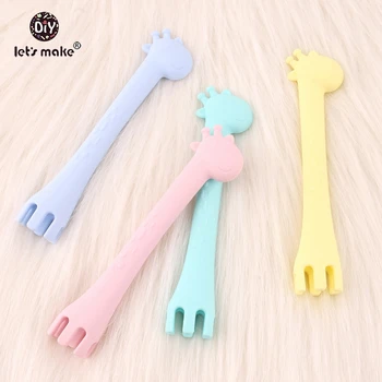 

Let's make 5pcs Cartoon Silicone Giraffe Spoon Feeding Fork Two In One Tableware Infant Learning Spoons Teething Spoons Utensils
